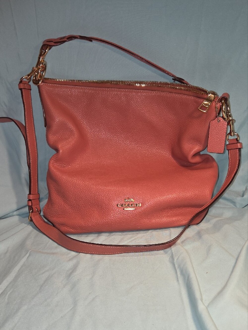 Coach Pebbled Leather Shoulder Bag in Dusty Rose Tan